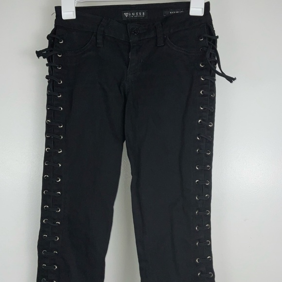 Guess Black Kate Skinny Lace Up Jeans | Size 24 - Picture 2 of 8